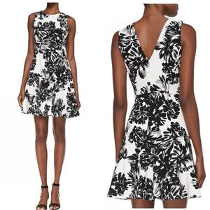 REBECCA TAYLOR Flippy Black & White Floral Mini Dress